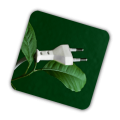 Leafs and wall plug on dark green background